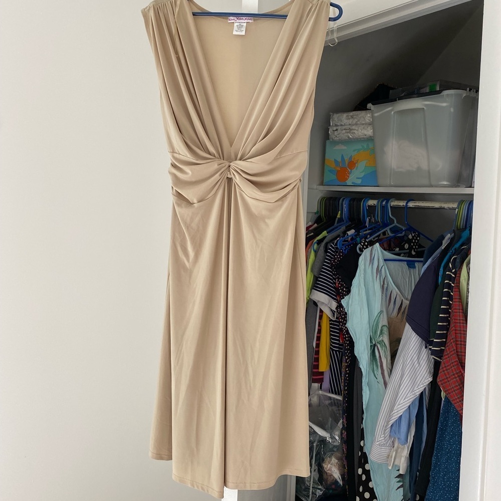 Khaki V-Neck Dress